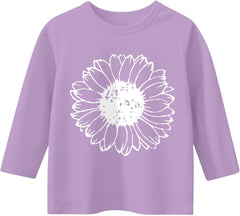 3/4 Sleeve Tops for Girls Sunflower Printed T Shirt for Kids Girls Casual Graphic Short Sleeve Tops Crew Neck Shirts Tee