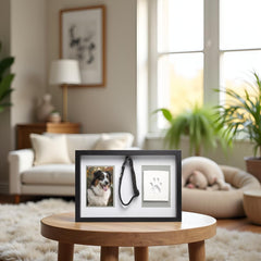 Pearhead Pet Collar Keepsake Frame - Dual Display Memorial Keepsake for Cat & Dog Collars, Wall Mount or Tabletop, Ideal Gift and Home Decor for Pet Owners, 3" x 4.5" Photo Insert, Espresso