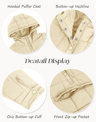 Fazortev Womens Oversized Puffer Jacket Quilted Dolman Hoodies Pullover Long Sleeve Lightweight Warm Tops Coat