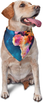 Abstract World Map Dog Bandana Pet Scarf Accessories for Small Medium Dogs Cats Photo Prop, Triangle Pet Bandanas Adjustable Puppy Bib Washable Dog Kerchief Puppy Neckerchief