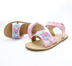 Children Flat Sandals Flower Beach Shoes Little Girls Sandals Rubber Sole Princess Dress Flat Little Kid/Big Kid (Rose Gold, 3.5-4 Years Toddler)