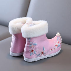 Toddler Girls Winter Cotton Boots Embroidered Warm Cotton Boots National Boots Rein Boots Warm Winter Snow Boots