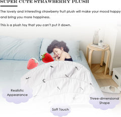 zhidiloveyou Strawberry Plush Red Cute Stuffed Strawberry Toy Fruit Pillow for Kids, 9 inch