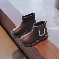 Toddler GIirls Winter Warm Boots Girls Ankle Boots Non Slip Short Plush Warm Shoes Flat Bottom Boots Baby Shoes