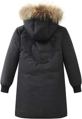 4-15Years Girls' Boys' Hooded Down Coats Winter Warm Jacket Solid Puffers Outerwear for Little Kids/Big Kids