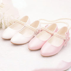 Girls Dress Shoes Toddler Flower Girl Dress Shoes Little Girl Ballet Flats Pearl Strap for Toddler Dress up Shoes
