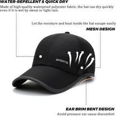 Clakllie Quick Dry Baseball Cap Lightweight Sun Hats Waterproof Running Hat Golf Hats UV Protection Outdoor Cap Tennies Hat