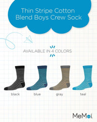MeMoi Thin Stripe Cotton Blend Boys Crew Sock