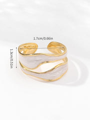 Two Tone Cuff Ring for Women Minimalist Adjustable Open Band Fashion Jewelry