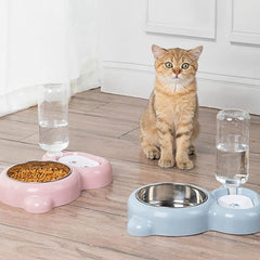 Pet Bowls Automatic Pet Cat Water Fountain Dog Cat Pet Mute Drinker Feeder Bowl Pet Drinking Fountain Dispenser Puppy Food Bowl Pink