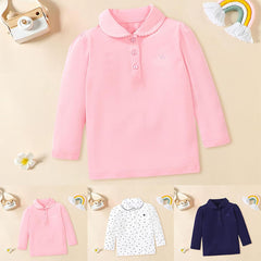 Children's Boy Long Sleeve ๐ฃ๐ผ๐น๐ผ Solid Color Button T-Shirts Tops Toddler Spring Sweatshirt Pullover Clothing