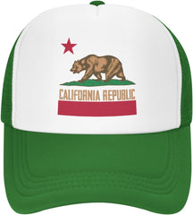 California Republic Mesh Trucker Hat Men Baseball Cap Men Ponytail Hat Women Dad Hat Adjustable Sun Hat Black