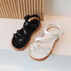 Kids Girls Elegant Dress Sandals Casual Open Toe Flower Design LightWeight Adjustable Straps Summer Little Child Sandals