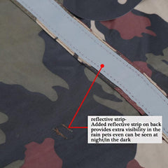 Large Medium Dog Camouflage Raincoat Waterproof Reflective Dog Slicker Lightweight Hooded Poncho Rain Coat Jacket with Adjustable Belly Strap and Leash Hole