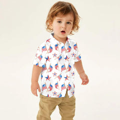 Toddler Boys Girls Short Sleeve Botton Independence Day 4th of July Prints Kids Tops T Shirt Boy 7