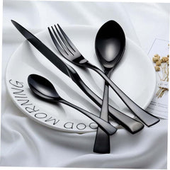 Stainless Steel Black Dinner Fork Western Cutlery Food Serving Fork for Elegant Dining Sturdy Tableware for Home Use