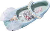Shoes Girls Children's Leather Shoes Female Spring and Autumn Shoes Glitter Blue Flat Girls Size Shoes