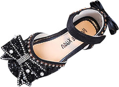Generic Spring Autumn New Children Girls Flat Pearl Crystal Shoes Bow Princess Shoes PU Leather Solid Toddler 7 Shoes Girls