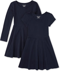 The Children's Place Girls' Long/Short Sleeve Basic Skater Dress
