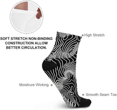 11.8 Inch Ankle Socks With Thin White Lines Socks for Women Men Low Cut Thin Sock Soft Moisture-Wicking Sock for Running Sports