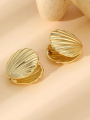 1Pair Shell Design Earrings, Open Back, Fashion Jewelry for Women, Gold Tone Stud Earrings for Casual Wear, Stylish Accessories for Everyday Use (Golden)