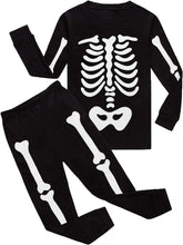 Toddler Boys Halloween Pajamas Skeleton Glow-in-The-Dark Long Sleeve Pjs Halloween Sleepwear for Kids Age 2-7T