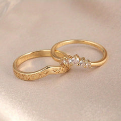 Vintage Elegant Ring Stack Set for Women Wedding Party Jewelry