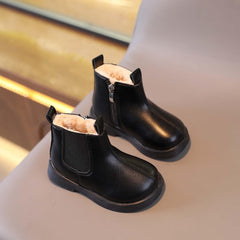 Toddler Fuzzy Lined Booties With Side Zipper Kids Girls Boys ðaterproof Slip On Ankle Short Boots Winter Outdoor Shoes