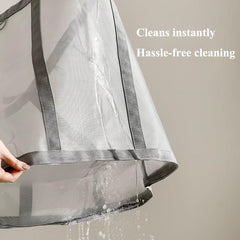 Foldable Wall-Mounted Laundry Basket, Collapsible Nylon Mesh Hamper with Reinforced Carry Handles for Laundry, Bathroom, Dorm or Travel (41L, Grey)