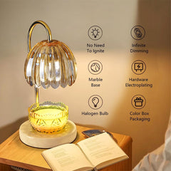 Candle Warmer Lamp, Electric Candle Lamp Warmer with 2 Bulbs for Scented Candles, Dimmable Wax Melt Warmer with Marble Base for Home Bedroom Décor Aesthetic House Warming Gifts