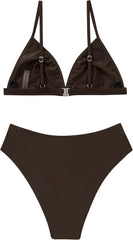 SUUKSESS Women Triangle High Cut Bikini Sets Sexy High Waisted 2 Piece Swimsuit