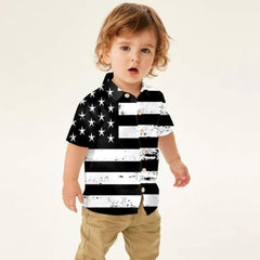 Toddler Boys Girls Short Sleeve Botton Independence Day 4th of July Prints Kids Tops T Shirt Shirts Teenage Boys