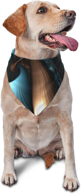 Abstract Blue Brown Dog Bandana Pet Scarf Accessories for Small Medium Dogs Cats Photo Prop, Triangle Pet Bandanas Adjustable Puppy Bib Washable Dog Kerchief Puppy Neckerchief