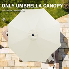 Outdoor Table Market Yard Umbrella Canopy Replacement Top Cover, 6 Ribs 8 Ribs Parasol Replacement Cloth, 6.5ft 7.5ft 8ft 9ft 10ft UV Protection Replacement Umbrella Fabric(Khaki,8ribs/2m(6.5ft))
