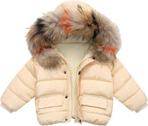 Baby Boy Girl Winter Coat Thick Warm Fleece Lined Hooded Puffer Jacket Fur Collar Down Outerwear Toddler Snowsuit