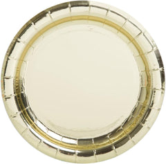 Luxurious Gold Foil Round Dessert Plates - 7" (Pack of 8) - Eye-Catching, Sturdy & Disposable - Perfect for Parties, Weddings & Special Occasions
