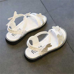 Toddler Girls Butterfly Sandals Summer Outdoor Closed Toe Soft Rubber Sole Beach Water Shoes (White, 9.5 Little Child)