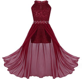 JEYPINMI Kids Flower Girls Sleeveless Floral Lace Wedding Bridesmaid Romper Dress Birthday Maxi Ball Gown