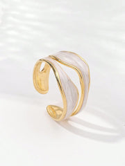 Two Tone Cuff Ring for Women Minimalist Adjustable Open Band Fashion Jewelry