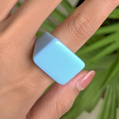 Colored Acrylic Ring Temperament Geometric Square Ring Personality Ring(Transparent)