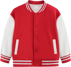 Kid Baseball Jacket Varsity Letterman Coat Fall Winter Fleece Bomber Vintage Outerwear Letterman