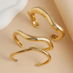 Non Tarnish Gold Bangles for Women Chunky Stackable Bracelet Set Trendy Fashion Gifts