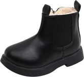Toddler Fuzzy Lined Booties With Side Zipper Kids Girls Boys 𝐖aterproof Slip On Ankle Short Boots Winter Outdoor Shoes
