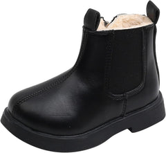 Toddler Fuzzy Lined Booties With Side Zipper Kids Girls Boys ðaterproof Slip On Ankle Short Boots Winter Outdoor Shoes