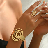 Bracelet and Ring Set Combination for Women Ladies Fashion Jewelry Set Creative Design Gold Bangle and Cuff Bracelet Set