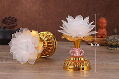 7 Colorful LED Lotus Buddhist Lamp - White + Led Retro Chinese Candle lamp 1 Pair
