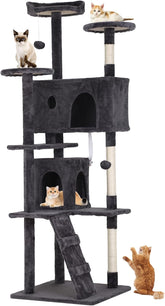70 Inch Tall Cat Tree Cat Climbing Tower, Multi-Level Cat Condo Stand Cat Tower with Platform,Cat Scratching Posts & Funny Toy for Indoor Cat Kitten Pet Play House