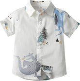 Hawaiian Shirt for Boys Kids Short Sleeve Button Down Lapel Neck Shirts Tropical Summer Casual Top Toddler Baby Outfit