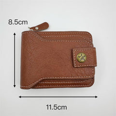 Zipper Wallet Men RFID Blocking Leather Bifold Credit Card Wallets,Black