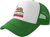 California Republic Mesh Trucker Hat Men Baseball Cap Men Ponytail Hat Women Dad Hat Adjustable Sun Hat Black